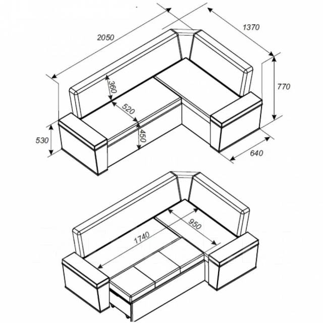 Угловой диван для кухни размеры фото 2