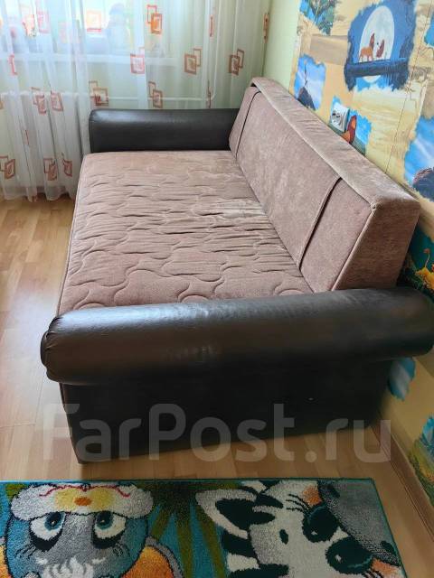 Диван раскладной, выкатной, кожзам, малогабаритный, ящик для белья ...
