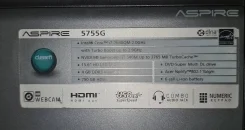 Acer Aspire 5755G. 15.6", 2����, ��� 4 ��, ���� 750���, WiFi: 1, Bluetooth: 1, ����������� �� 3��. ����