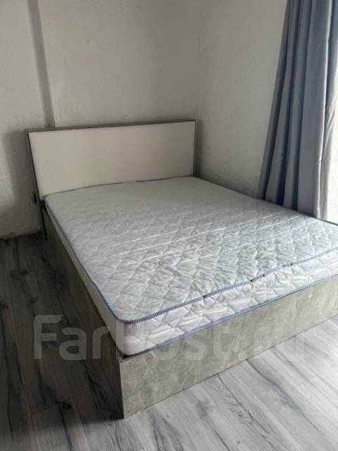 Кровать с подъемным механизмом 160*200, двуспальная, лдсп, белый, серый ...
