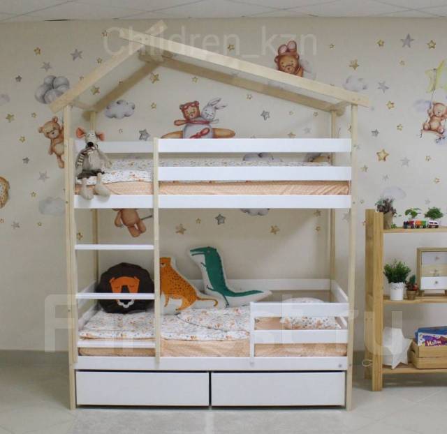 Кровать-Домик двухъярусный Home-4 (180*80) комби с ящиками, новый, в ...