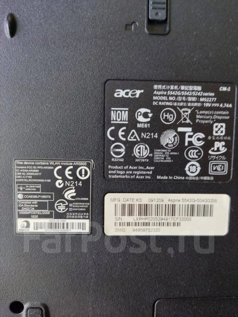 Acer Aspire 5542G. 15.6", 2����, ��� 4 ��, WiFi: 1, Bluetooth: 1 ����