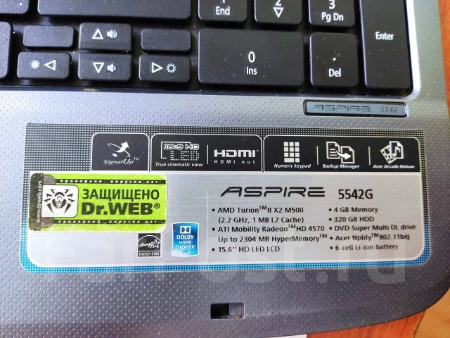 Acer Aspire 5542G. 15.6", 2����, ��� 4 ��, WiFi: 1, Bluetooth: 1 ����