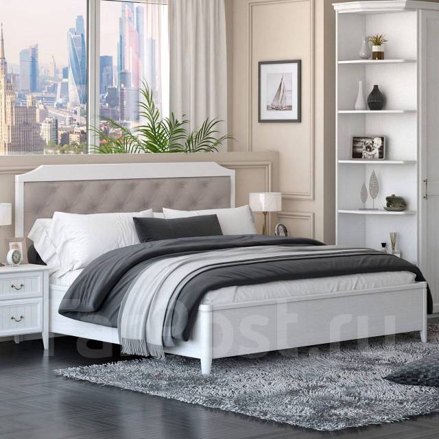 Кровать Вольтера 160-200, двуспальная, массив дерева, белый, 170,0 см ...