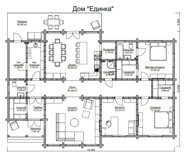 Дом из клееного бруса «Единка» от производителя во Владивостоке, новый ...