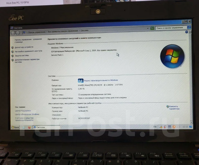 Asus Eee PC 1015PW. 10.1", 1,7����, ��� 2048 ��, ���� 500���, WiFi: 1, Bluetooth: 1 ����