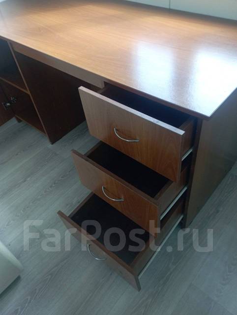 Стол офисный, прямоугольный, дсп, ящик, тумба, коричневый, 60,0 см, 75 ...