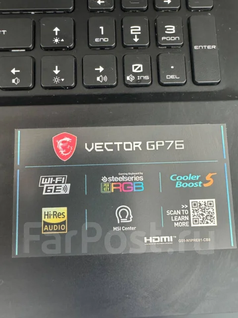 MSI Vector GP76. 17.3", 2,7����, ��� 32 ��, ���� 1 000���, WiFi: 1, Bluetooth: 1, ����������� �� 4��. ����