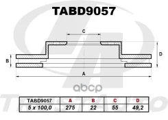 ��������� ���� (TA); TABD9057 (275x22x55x49x5x100,0) 43512-32311; �GR-22548; �ADT343295; �6020-4539V-SX Trust Auto ���. TABD9057 TABD9057 ����