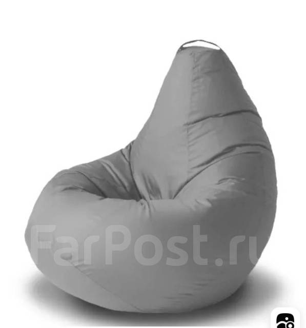 Кресло мешок серого цвета, кожзам, бескаркасное, серый, гостиная ...