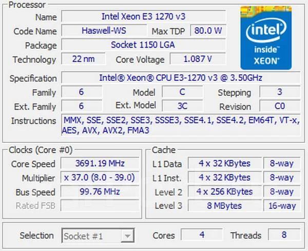 Intel Xeon E3-1270 v3 ����