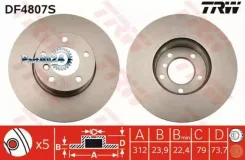 ���� ��������� BMW 3 E90/91/92 2.0-2.5 05-/X1 E84 2.0 09- �������� D 312��. TRW DF4807S DF4807S ����