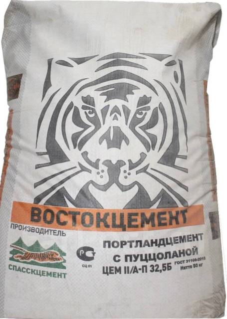 Цемент М-400 50 кг (ЦЕМ II/А-И 32,5Б) Спасск 1/39 Известняк, шт, под ...