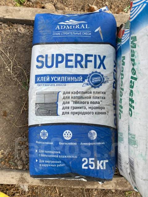 Клей плиточный superfix 25 кг, в наличии. Цена: 500₽ во Владивостоке