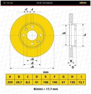 ���� ��������� �������� Renault Logan 16�� ����. (D=259��) 2��. ���� Hofer (7701206339) HF130282 ����
