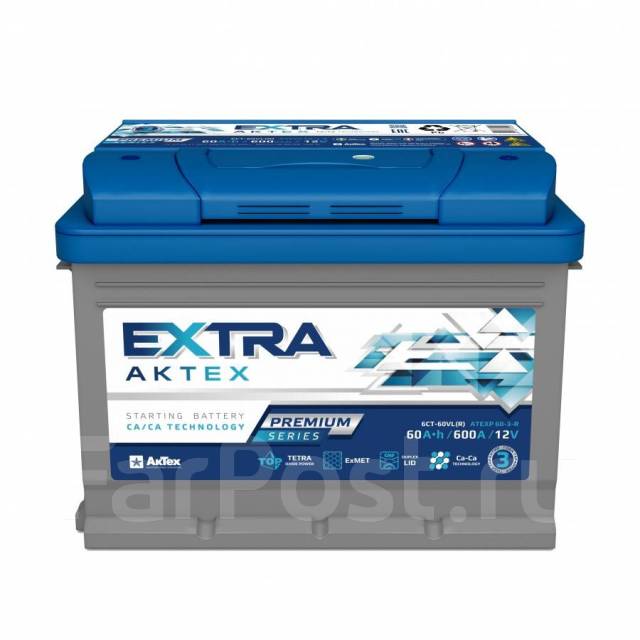 Аккумулятор АкТех Extra Premium 60A/h, 6СТ-60VL(R), 60-3-R, 12V, 600A ...
