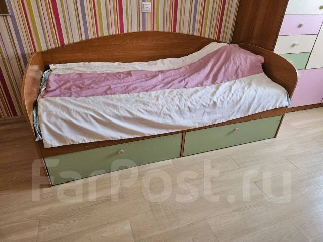 Кровать, односпальная, дсп, бельевой ящик, матрас в комплекте ...