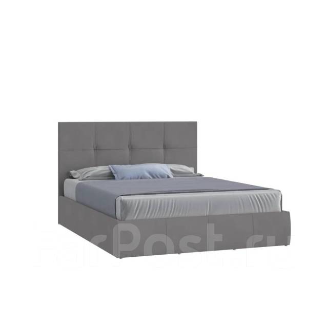 Твист - Кровать двуспальная 160х200 с подъемным механизмом/серый велюр ...