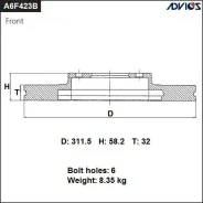 ���� ��������� �������� Toyota LAND Cruiser 80 92-98 A6F423B Advics (������) A6F423B ����