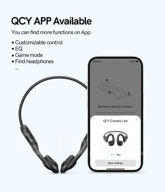 Беспроводные наушники Xiaomi QCY Crossky Link (T22) ENC IPX6 APP Black ...
