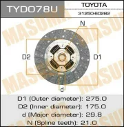 ���� ��������� TYD078U ��� Toyota ������������� Masuma ����� 31250-3400 31250-36400 31250-36401 31250-36402 31250-36403 TYD078U ������ 275-175-21-29.8...