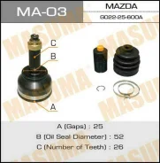 ���� �������� �������� MA-03 ��� Mazda �������� ������������� Masuma ����� G022-25-500A G002-25-600 MA-03 ������ 25-52-26 ����� � ������� � ��������....