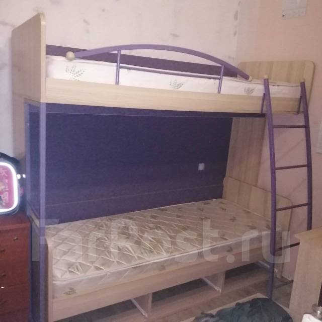 Кровать 2х ярусная, двуспальная, дсп, бельевой ящик, матрас в комплекте ...