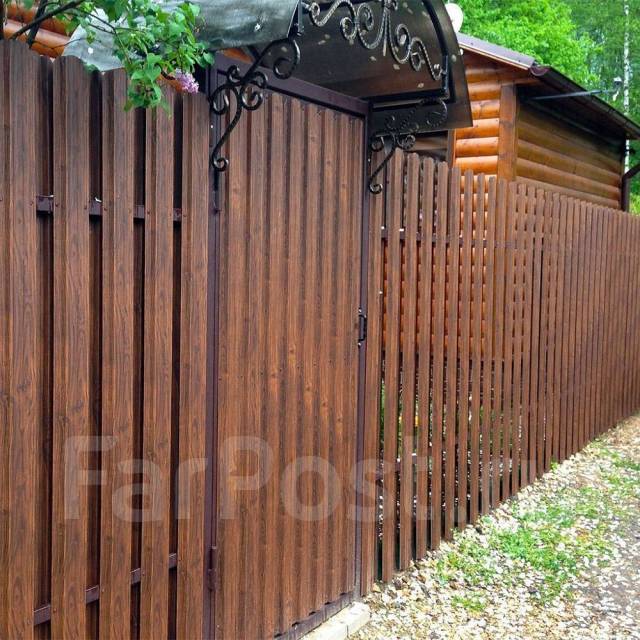 Евроштакетник под дерево для забора. Штакетник металлический 120/130 мм ...