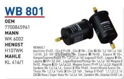 ������ ��������� Citroen/Peugeot/Renault/LADA Largus Wunder Filter WB-801 Wunder filter ���. WB801 WB801 ����
