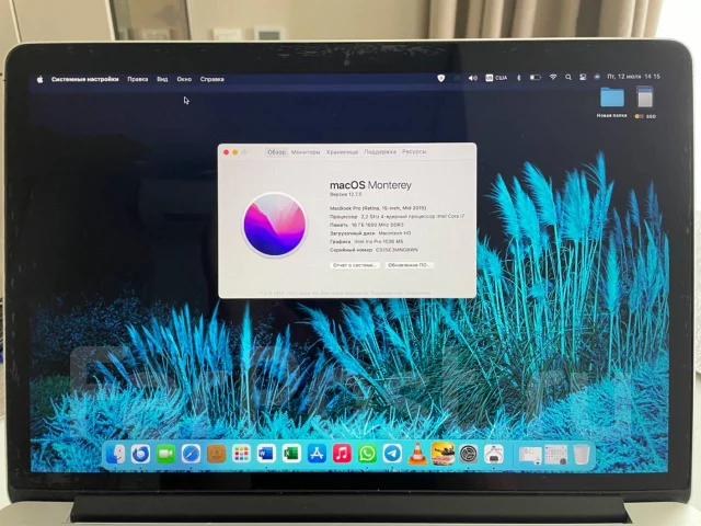 Apple MacBook Pro 15 2015 Mid. 15", 2,2����, ��� 16 ��, ���� 256���, WiFi: 1, Bluetooth: 1, ����������� �� 5��. ����
