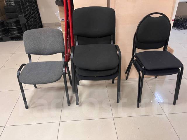 Стулья изо в ассортименте, металл, ткань, чёрный, серый, офис, б/у, в ...