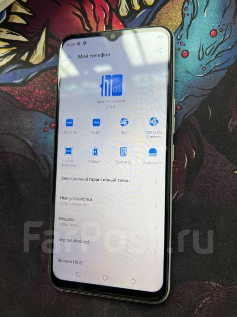 Смартфон Tecno Spark 8C 4+1/64Gb Хорошее состояние, 64 гб, 6.60", б/у ...