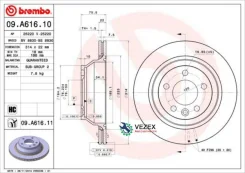 ���� ��������� VAG Touareg/T5/Multivan -10/-15 ����.314��. ����. Brembo 09A61611 09A61611 ����