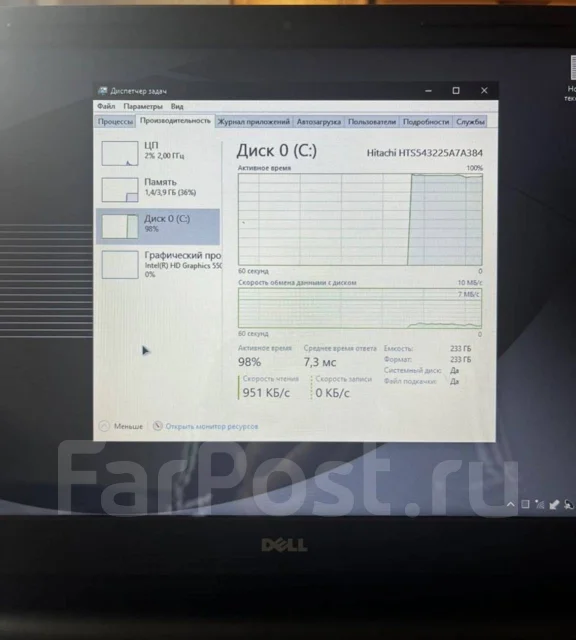 Dell Inspiron. 15.6", 2����, ��� 4 ��, ���� 256���, WiFi: 1, Bluetooth: 1, ����������� �� 6��. ����