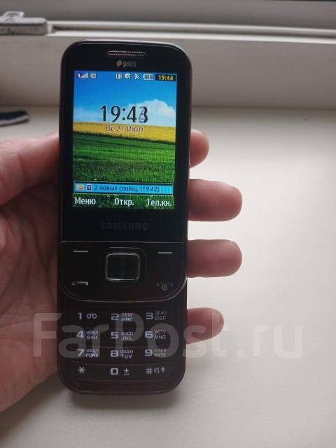 Надёжный телефон для связи Samsung C3752, до 8 гб, слайдер, коричневый ...