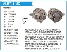��������� Mercedes-BENZ C180 1.6 205 2015- Krauf ALB7111 ����