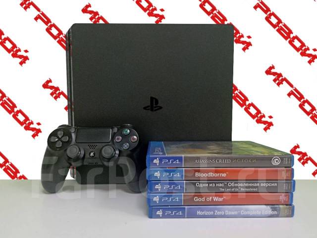Sony PlayStation 4 Slim, Гарантия + 5 Дисков, б/у, в наличии. Цена: 23 ...