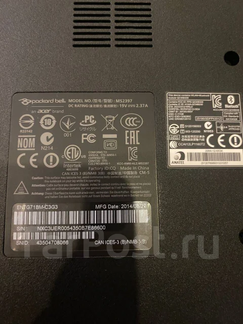 Packard Bell. 15.6", 2,2����, ��� 4 ��, ���� 320���, WiFi: 1 ����
