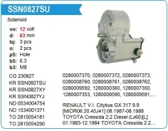 ����������� ���� �������� Toyota Hiace, 2L, 3L 12V SSN0827SU SSN0827SU ����