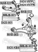 ����� �������� ������� ������ Mitsubishi Pajero/Montero (V8, V9) (2007) [178Febest0424V97FR] 0424V97FR ����
