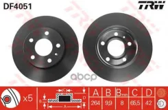 ���� ��������� ������ OPEL Astra G/H/ Zafira F75 Meriva (2003-2010) 5 ���������/ D=264mm [178Trwdf4051] DF4051 ����