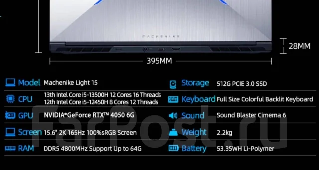 Machenike. 15.6", ��� 32 ��, ���� 1 000���, WiFi: 1, Bluetooth: 1 ����