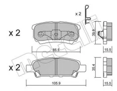 ������� ��������� ������ �������� �������� Mitsubishi Pajero 00 Akebono [178Metelli2207370] 2207370 ����