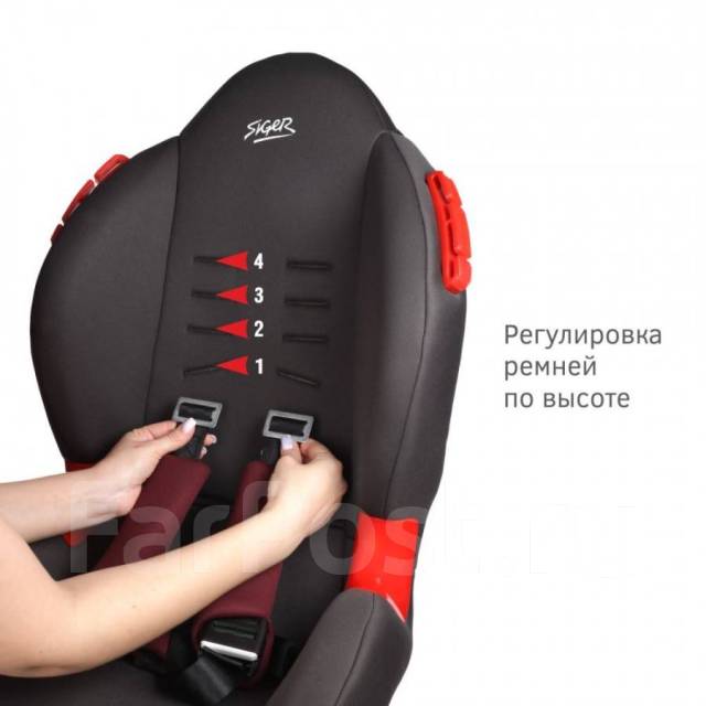 Детское автокресло Siger Кокон KRES4023 рубиново-серый, 1-7 лет, 9-25 ...