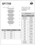 ������� ����. �������� Hi-Q OPEL Zafira A (F75) 99-05 R (D1461) SP1759 ����