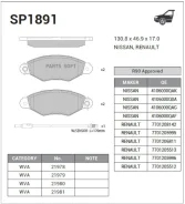 ������� ����. �������� Hi-Q Nissan Kubistar (X76) 03- SP1891 ����