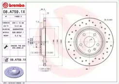 ���� ��������� ����. ����� Brembo Xtra AUDI A4 (8K2 B8) 08/07-12/15 / AUDI A4 Allroad (8KH B8) 04/ 08A7591X ����
