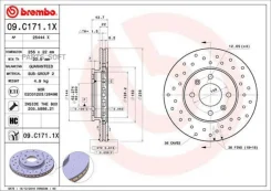 ���� ��������� ������. ����� Brembo Xtra Hyundai Accent IV (RB) 11/10- / Hyundai Accent IV Saloon (09C1711X ����