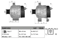 ��������� 14V 100A Toyota RAV 4 1AZFE 05-12 DAN1052 ����