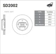����. ���� ���. ����. [280x26] 5 ���. Hyundai Tucson 2.0/D/4x4/2.7 08/04-, KIA Sportage 2.0/D/4WD/2.7 09/04- SD2002 ����